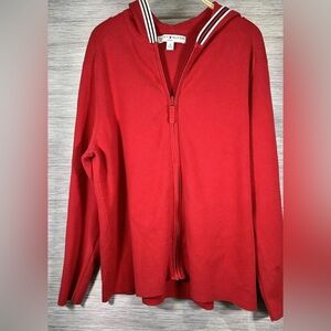 Vintage Tommy Hilfiger women’s Hooded Sweater 90s  Red Made in JAPAN Size XL